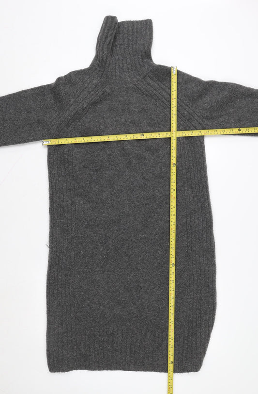Next Women Grey Jumper Dress Size 14 High Neck Knit Winterwear