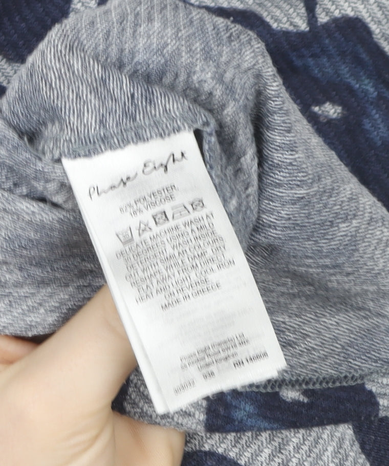 Phase Eight Women's Blue Floral Jersey Blouse UK 14 3/4 Sleeve