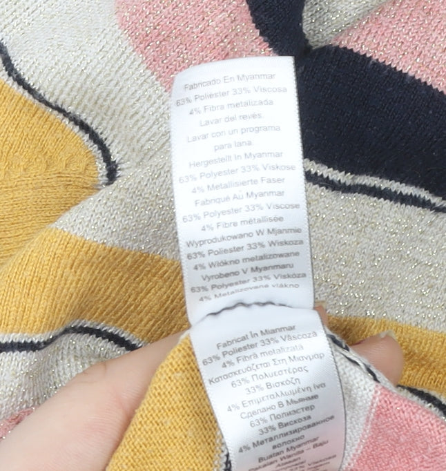 Next Girls Multicoloured Striped Knit Pullover Sweatshirt - Size 8 Years