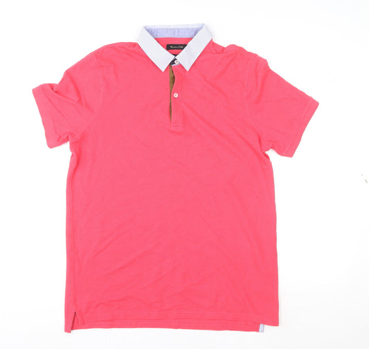 Unisex Adults UK Size L Massimo Dutti Pink Basic Polo