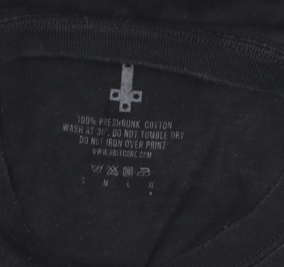 8bitcore Men's Black Graphic Gothic Anime Cotton T-Shirt Size L