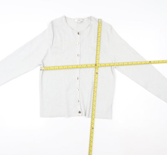 Womens UK Size L Marks and Spencer Silver Cardigan Jumper