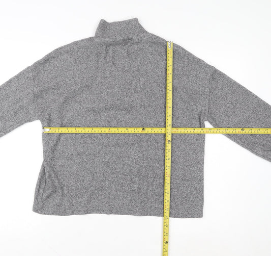 F&F Women's Grey Sequin High Neck Pullover Sweatshirt Size 12