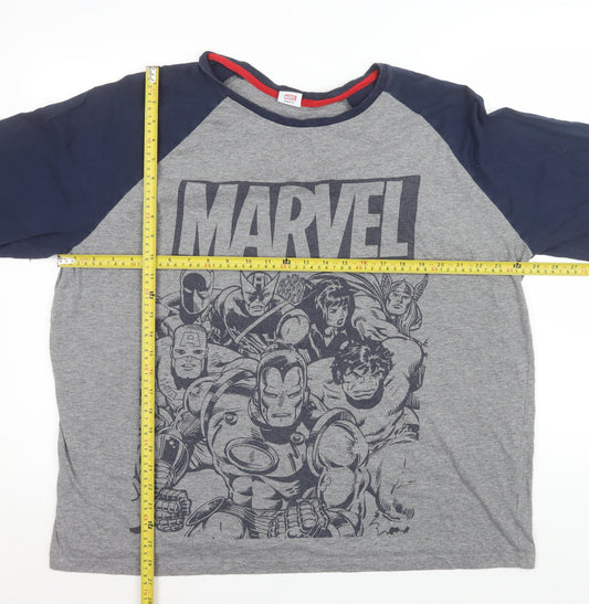 George Marvel Men's Grey 2XL Long Sleeve Comic T-Shirt