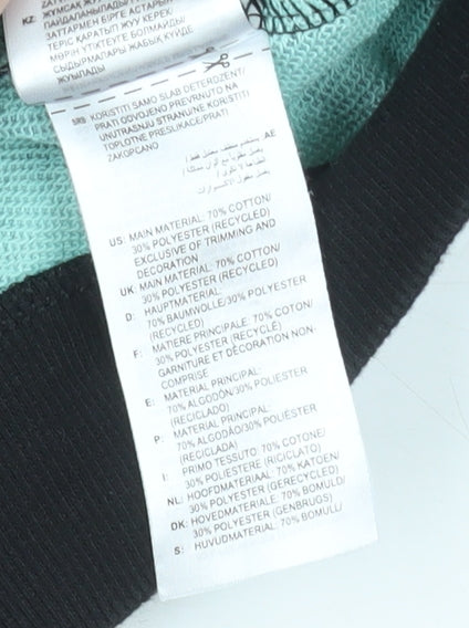 adidas Boys Blue Graphic Pullover Hoodie 11-12 Years Cotton Blend