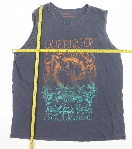 Queens of the Stone Age Men's Black 2XL Sleeveless Band T-Shirt