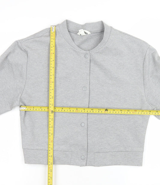 H&M Women Grey Cropped Slim Fit Bomber Jacket Size 12