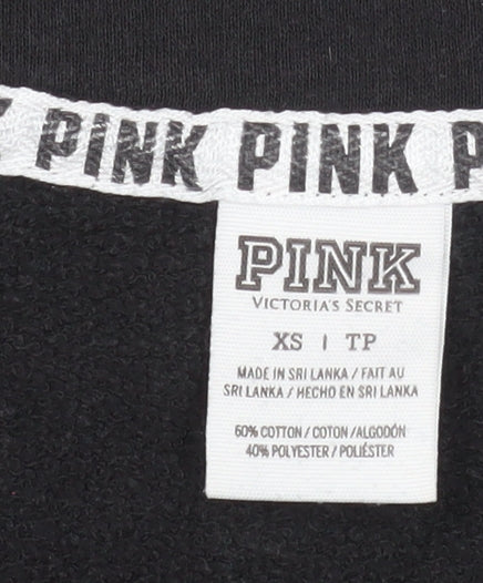 Womens UK Size XS Victoria's Secret PINK Black Pullover Sweatshirt
