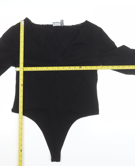 Womens UK Size 14 ASOS Design One-Piece Black Bodysuit