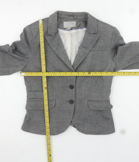 H&M Women's Grey Slim Fit Single-Breasted Blazer Size 8