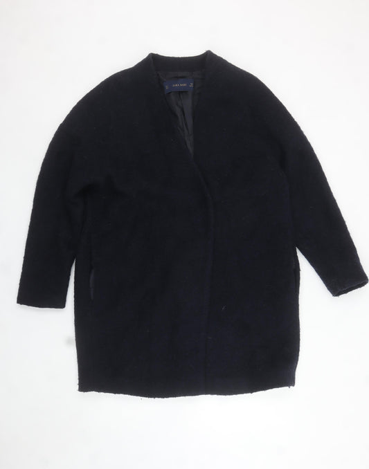 Womens UK Size 8 Zara Black Overcoat