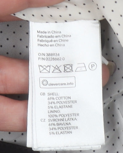 H&M Women Black Cotton Blend One-Button Blazer UK 10