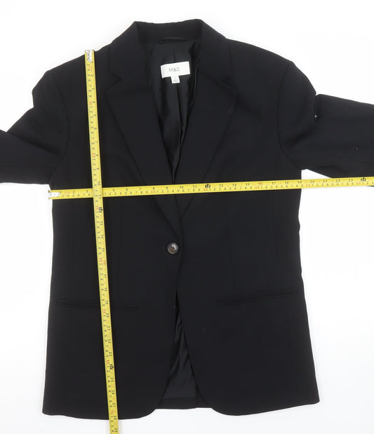 Marks and Spencer Women's Black Single-Breasted Blazer Size 10
