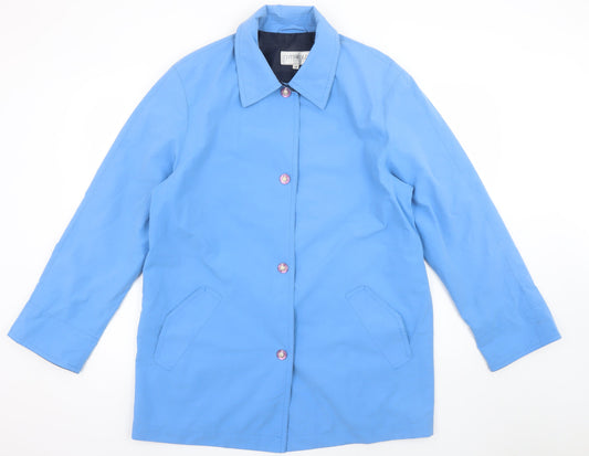 Additional front view of Cotswold Collections Women Blue Mid-Length Rain Coat, size 10