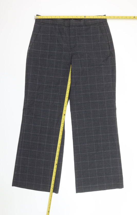 Banana Republic Women's Grey Check Wool Dress Pants Size 10 Wide Leg