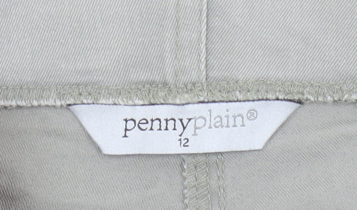 Penny Plain Women's Grey Cropped Straight Stretch Trousers Size 12