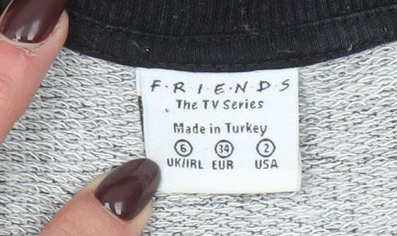 Womens UK Size 6 Friends The TV Series Grey Pullover Sweatshirt
