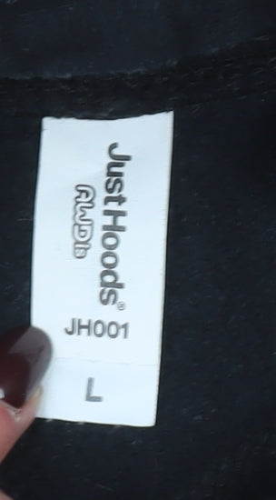 Mens UK Size L JustHoods Black Pullover Hoodie