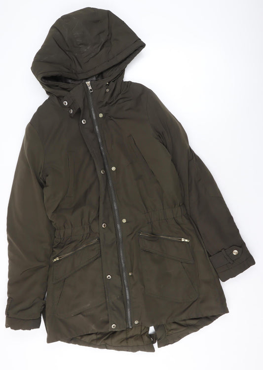 Womens UK Size S Only Green Parka Coat