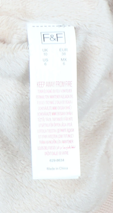 F&F Women’s Beige Bomber Jacket Size 10 Casual Full Zip