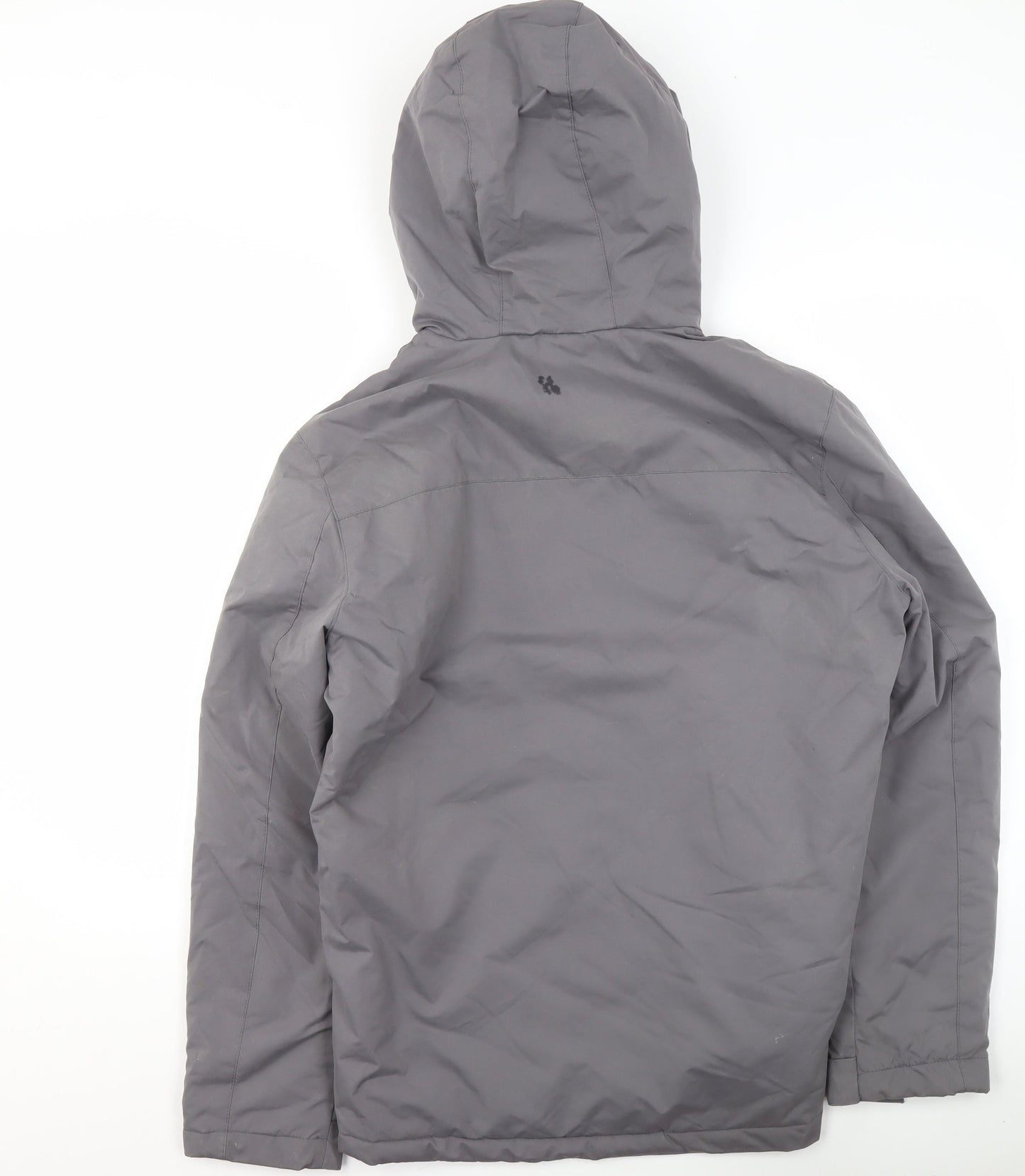 Primark Men's Grey Hooded Puffer Jacket Size S Water Resistant