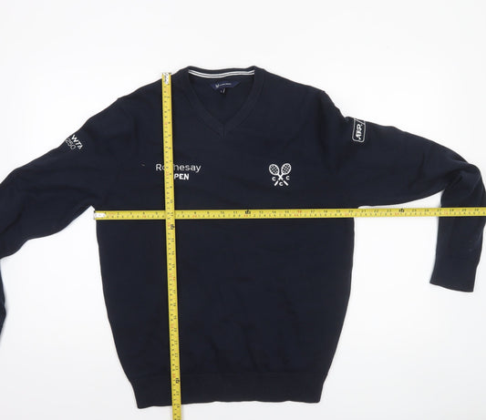 Crew Clothing Company Men’s Blue V-Neck Cotton Pullover Jumper L