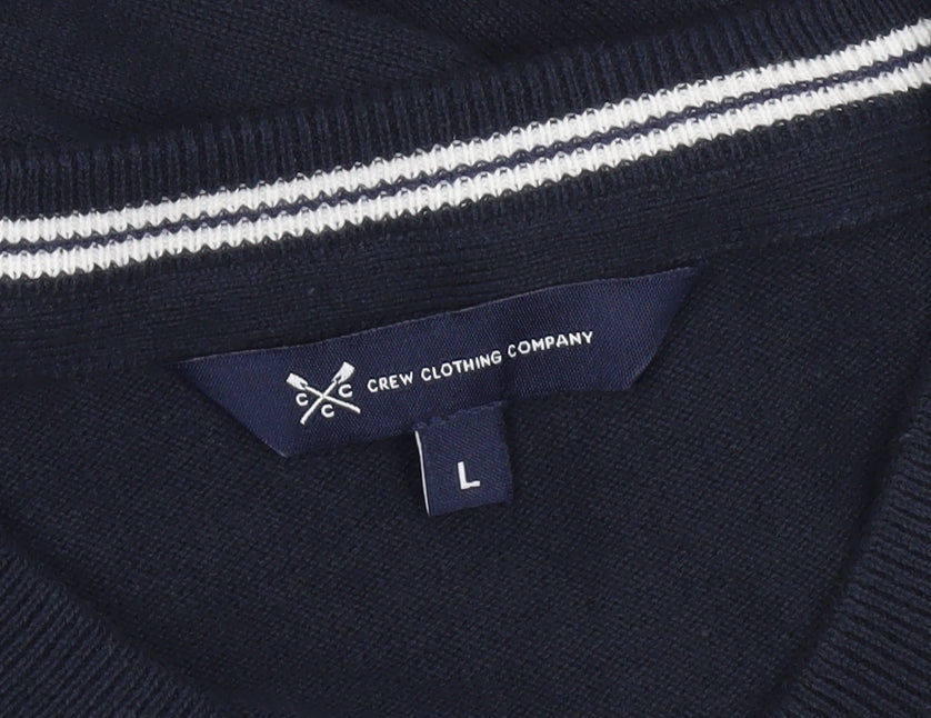 Crew Clothing Company Men’s Blue V-Neck Cotton Pullover Jumper L