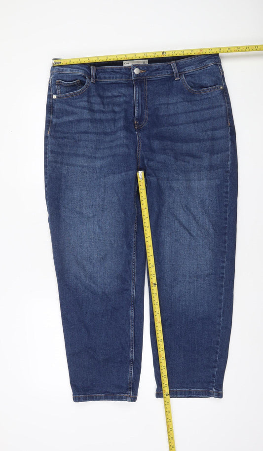Dunnes Stores Women’s Blue Cropped Denim Jeans Size 18 Mid Rise Stretch