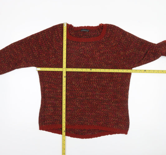 David Emanuel Womens Red Chunky Knit 3/4 Sleeve Jumper Size M