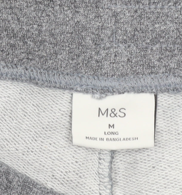 Marks and Spencer Mens Grey Cotton Jogger Trousers Size M Long