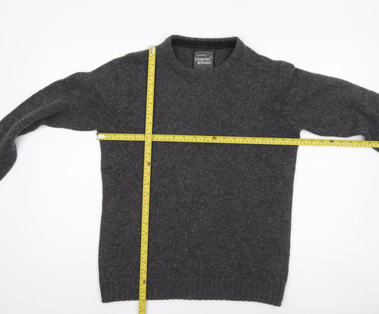 Charles Wilson Men's Grey Wool Cotton Crew Neck Jumper Size M