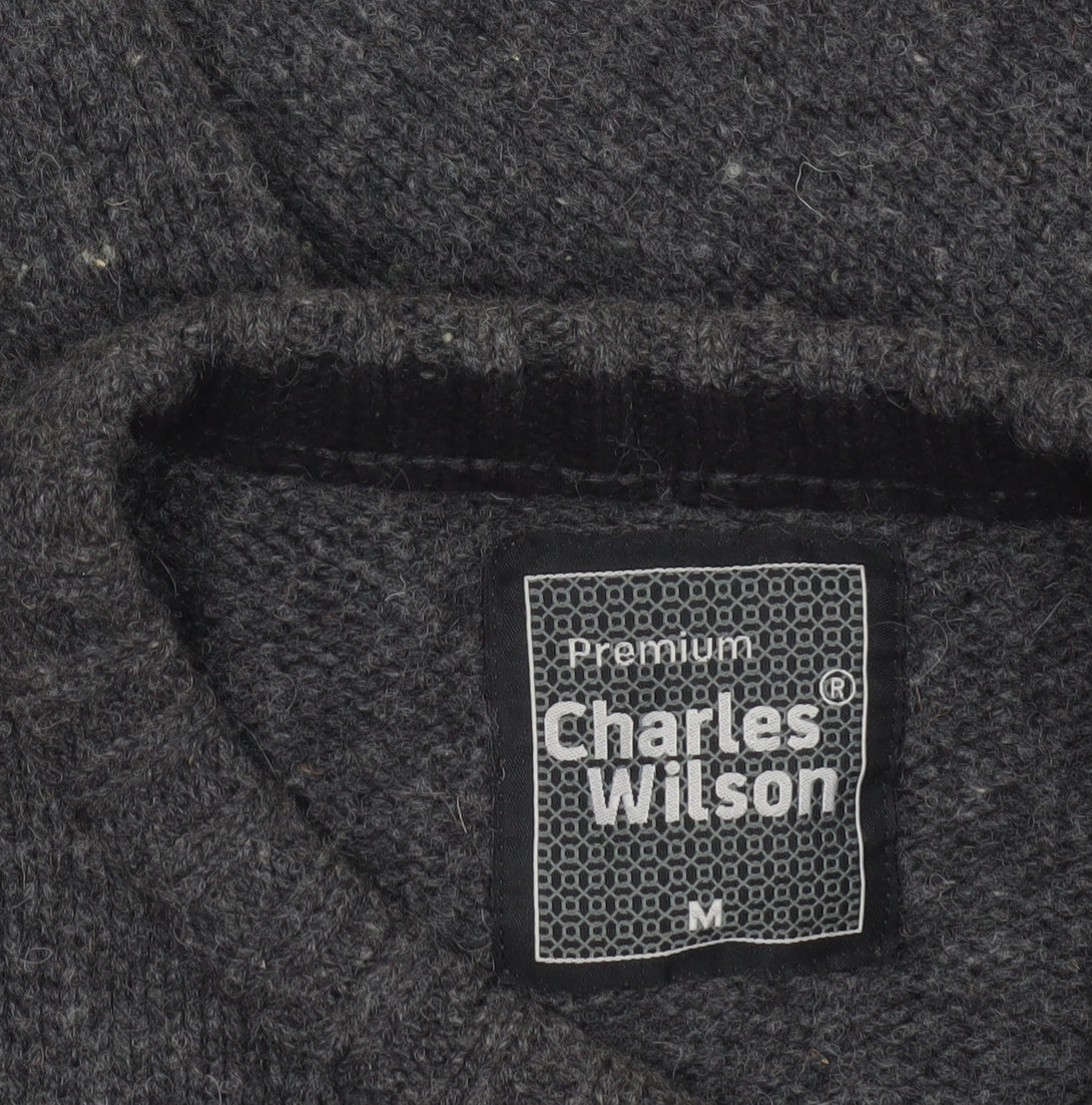 Charles Wilson Men's Grey Wool Cotton Crew Neck Jumper Size M