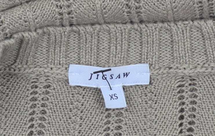 Jigsaw Women’s Beige XS Open-Knit Cotton Blend Jumper