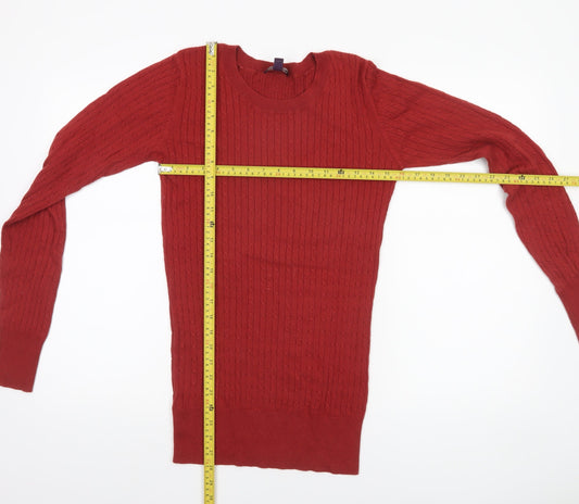 Long Tall Sally Women’s Red Cable-Knit Cotton Jumper Size S