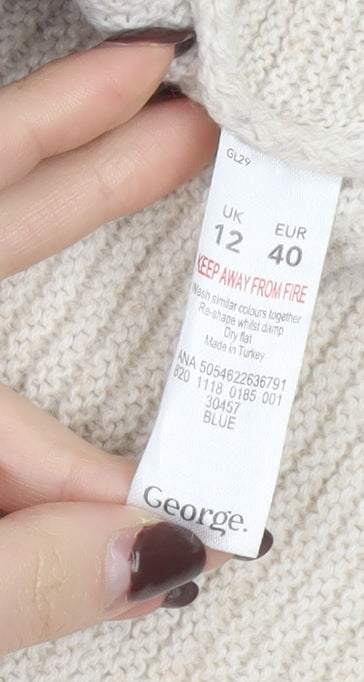 George Womens Blue Hooded Striped Knit Open Cardigan Size 12