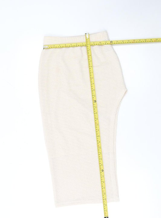 SHEIN Women’s Beige Midi Knit Pencil Skirt XS Lightweight Stretch