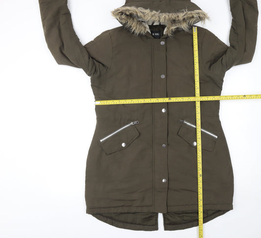 Womens UK Size 12 B.YOU Green Parka Coat