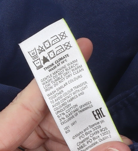 Marks and Spencer Women's Blue Chino Shorts Size 12 Casual Twill Cotton Blend