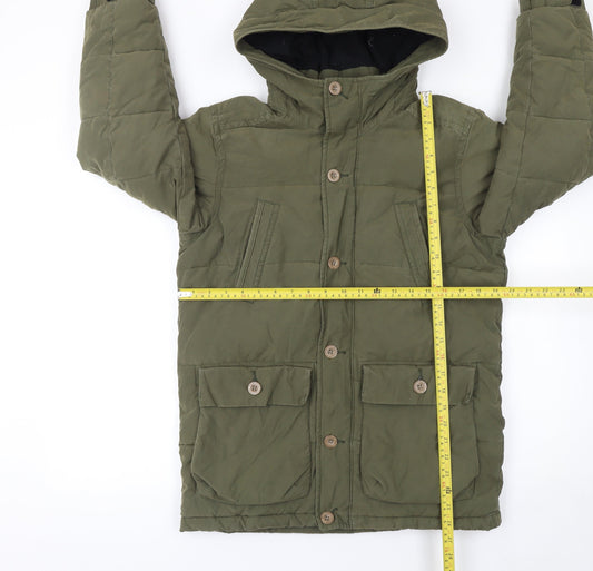 Gap Kids Boys Green Hooded Puffer Jacket 12-13 Years Winter Coat