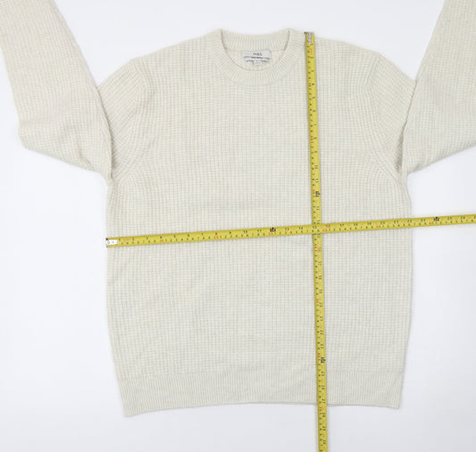 Marks and Spencer Men’s Ivory Waffle-Knit Wool Blend Jumper L