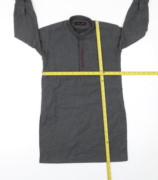 Black Pearl Girls Grey Long Sleeve Cotton Blend Tunic Shirt Size 18