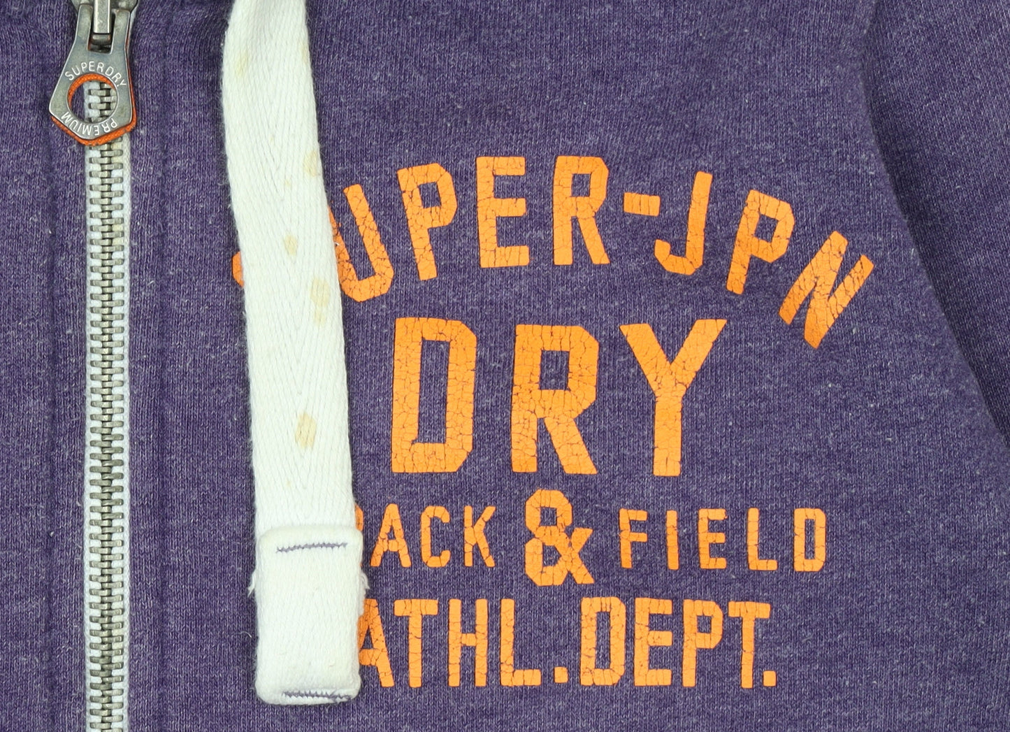 Superdry Women's Purple Full Zip Hoodie Size S Cotton Blend Athletic Print