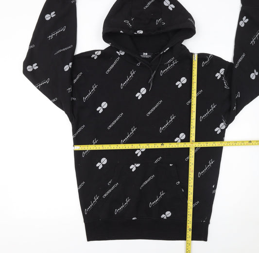 Mens UK Size S Crosshatch Black Pullover Hoodie
