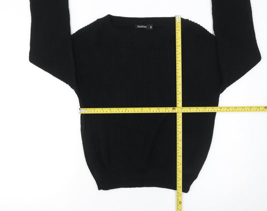 Boohoo Women Black Medium Chunky Knit Acrylic Jumper
