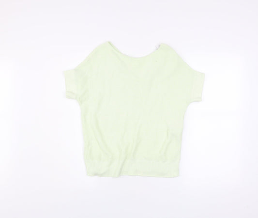 Mint Velvet Womens Light Green Short Sleeve Knit Top XS Linen Blend