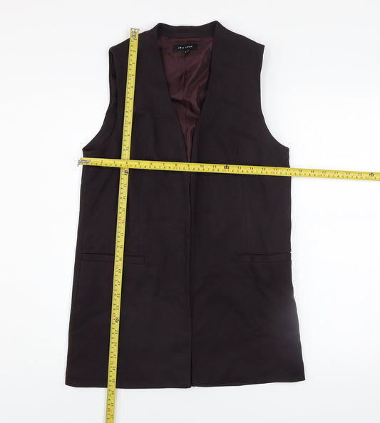 New Look Women Brown Long Waistcoat Size 8 Lined Open Front