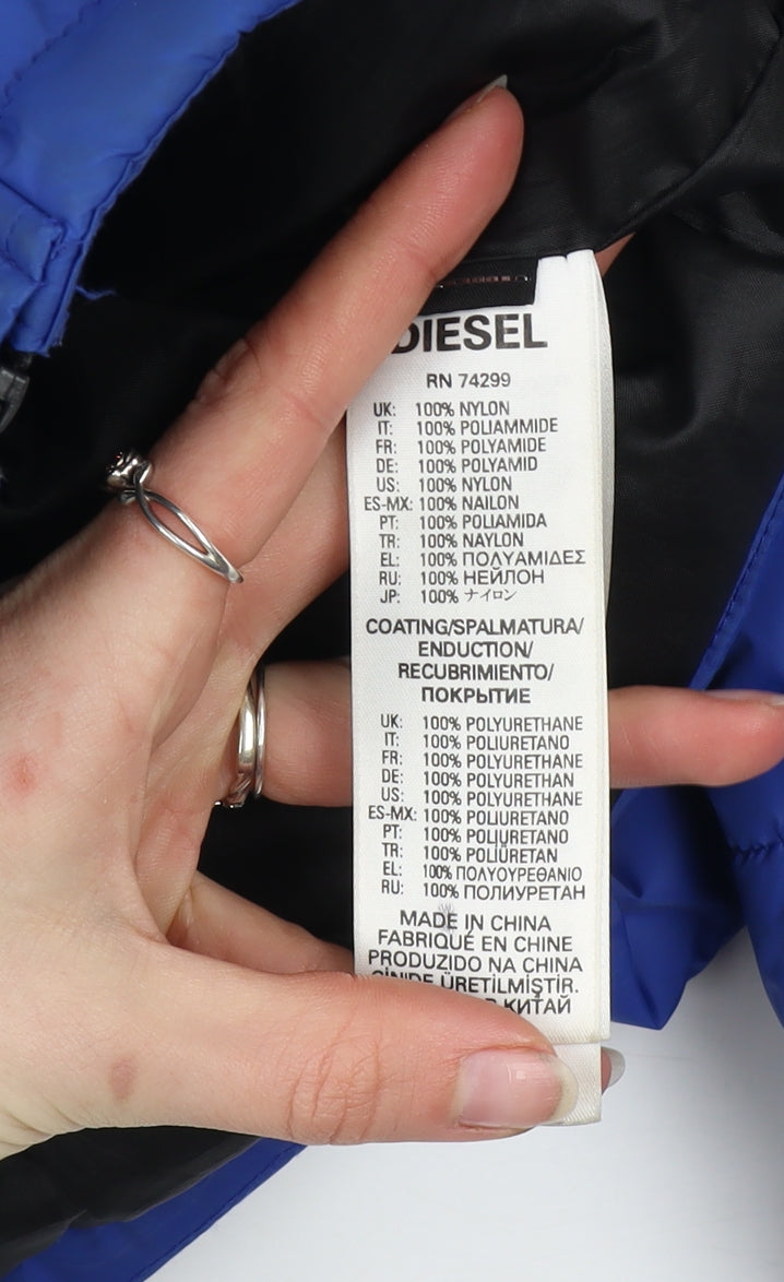 Additional view of Diesel boys’ blue hooded puffer jacket 6 years winter waterproof coat