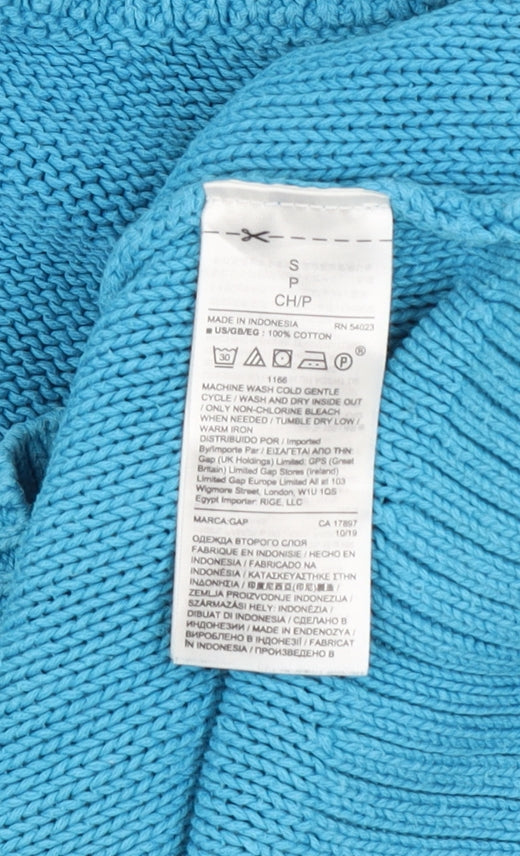 GAP Women Blue Cotton Crew Neck Long Sleeve Pullover Jumper Size S