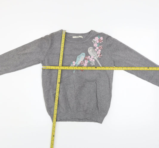 George Women’s Grey Embroidered Bird Jumper Size 12