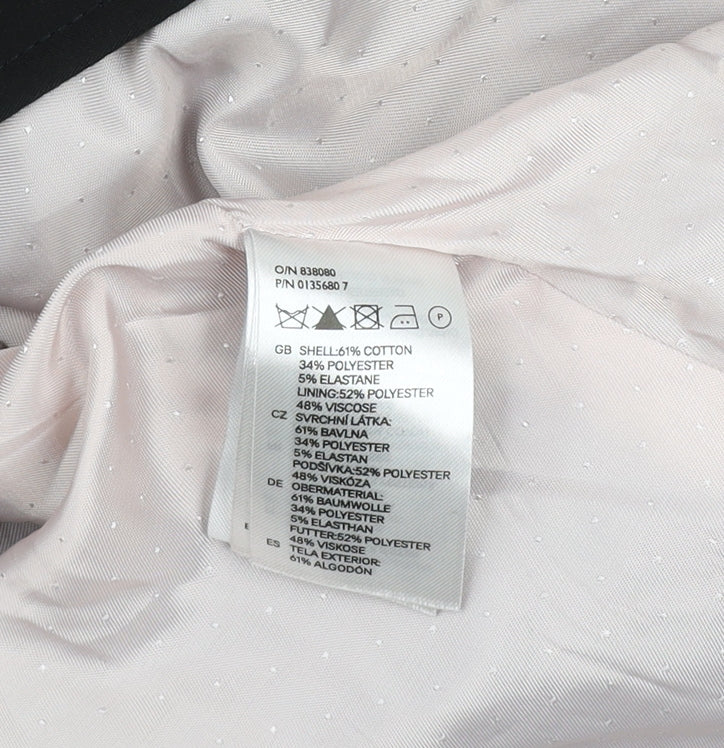 H&M Women Black Single-Breasted Blazer Jacket UK 8 Cotton Blend